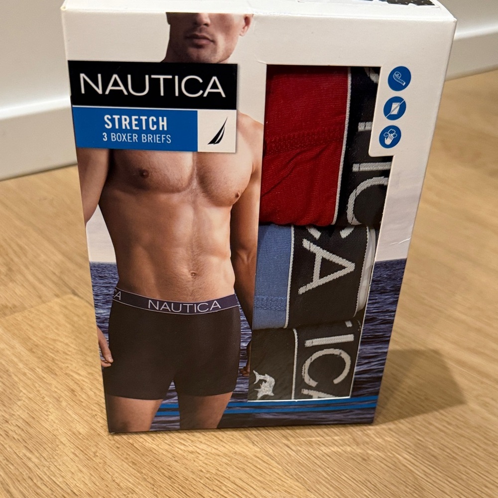 Nautica Stretch Boxer Briefs - Red, Black, Gray BRAND NEW UNOPENED size- S 28-30